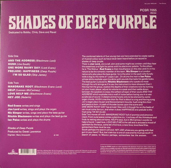 Deep Purple – Shades Of Deep Purple - 180 GRAM VINYL LP - NEW