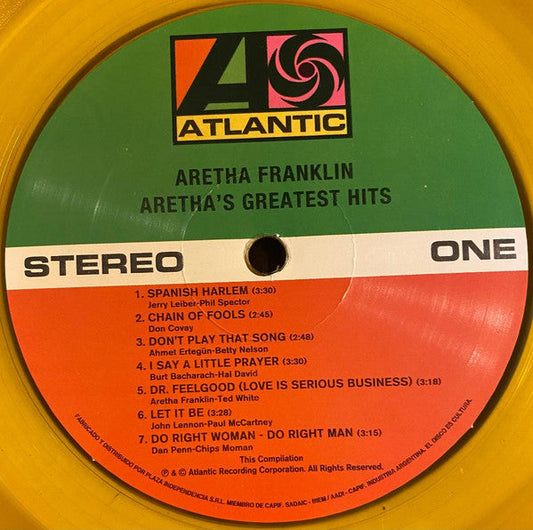 Aretha Franklin - Aretha's Greatest Hits Translucent Yellow Vinyl LP