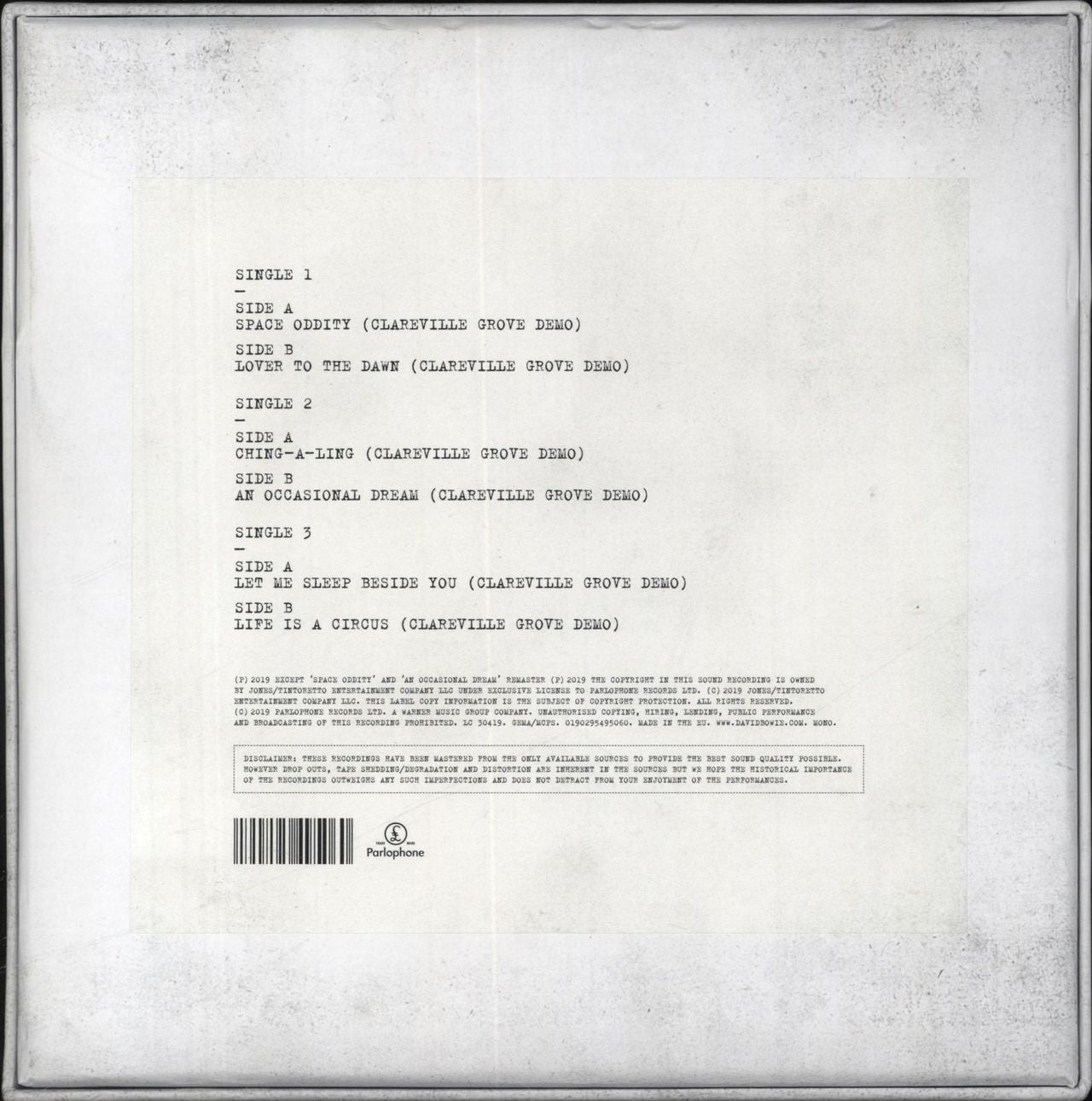 David Bowie Clareville Grove Demos UK 7" box set