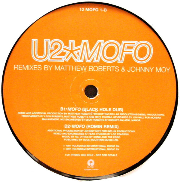 U2 – Mofo - PROMO Only Issue VINYL 12" in Custom Die Cut Cover