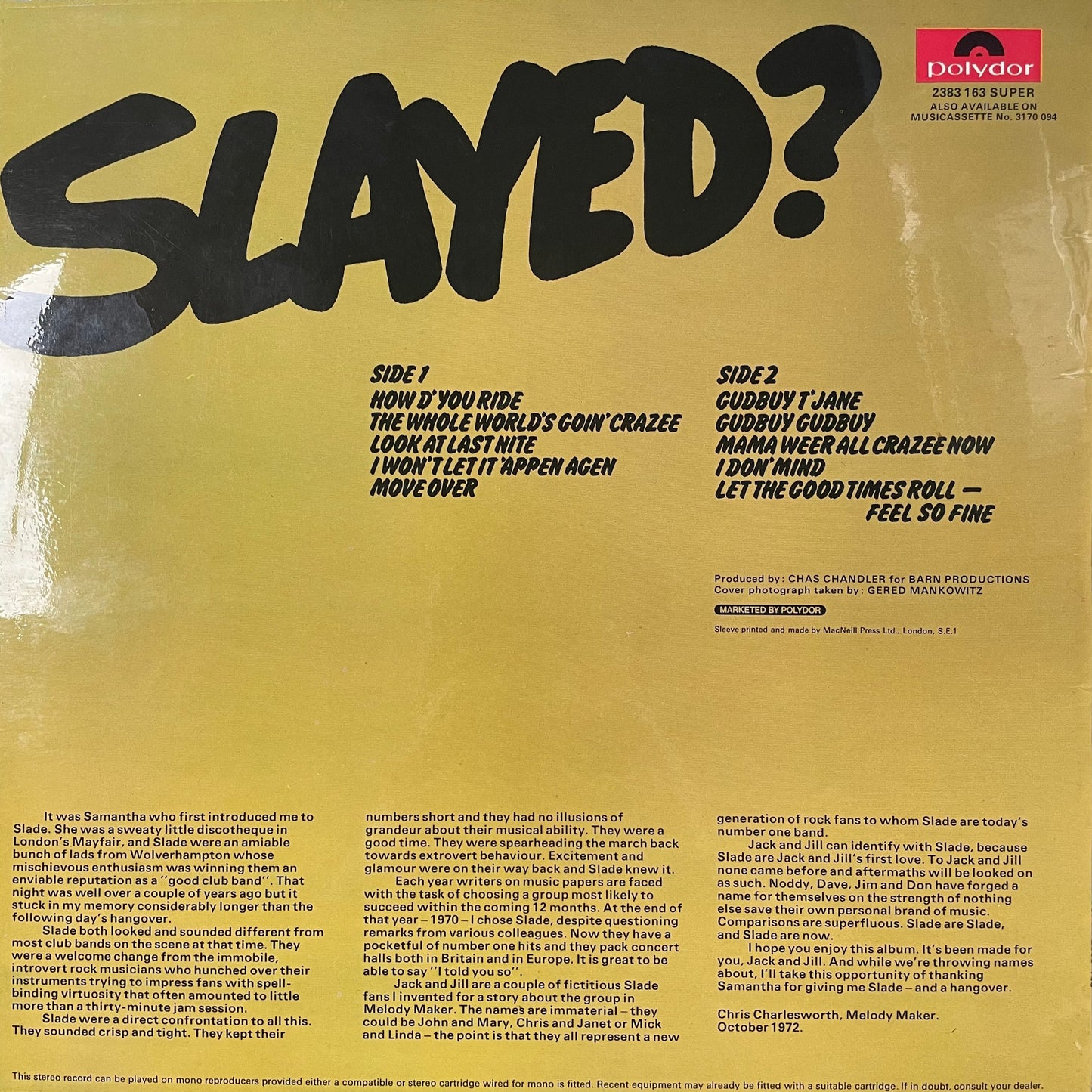 Slade - Slayed? - ORIGINAL ISSUE