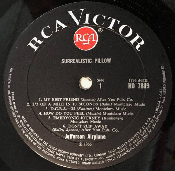 Jefferson Airplane – Surrealistic Pillow - VINYL LP - ORIGINAL MONO
