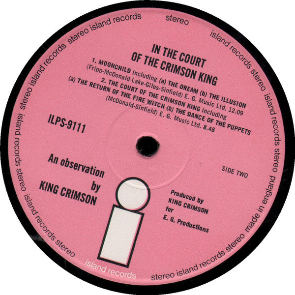 King Crimson – In The Court Of The Crimson King - ORIGINAL 1969 Pink 'i' Label VINYL LP