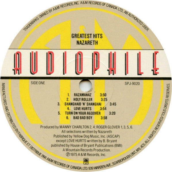 Nazareth – Greatest Hits - VINYL LP - AUDIOPHILE HALF SPEED MASTER ISSUE