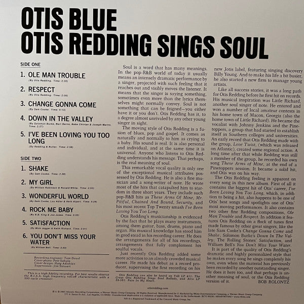 Otis Redding – Otis Blue - CRYSTAL CLEAR COLOURED VINYL LP - NEW
