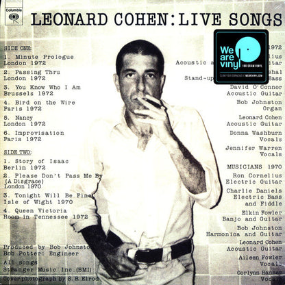 Leonard Cohen - Live Songs Vinyl LP