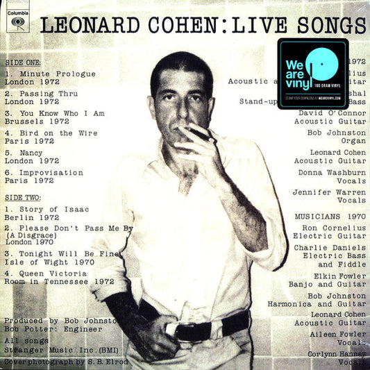 Leonard Cohen - Live Songs Vinyl LP