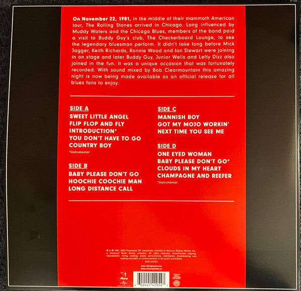 Muddy Waters & The Rolling Stones – Checkerboard Lounge : Live Chicago 1981 - 2 x RED / WHITE COLOURED VINYL LP SET