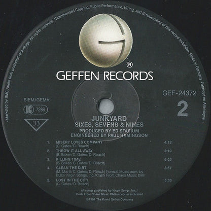 Junkyard – Sixes, Sevens & Nines - ORIGINAL 1991 ISSUE VINYL LP