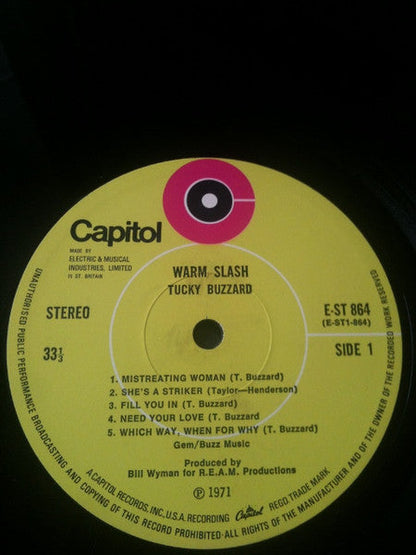 Tucky Buzzard ‎– Warm Slash - ORIGINAL 1972 ISSUE VINYL LP