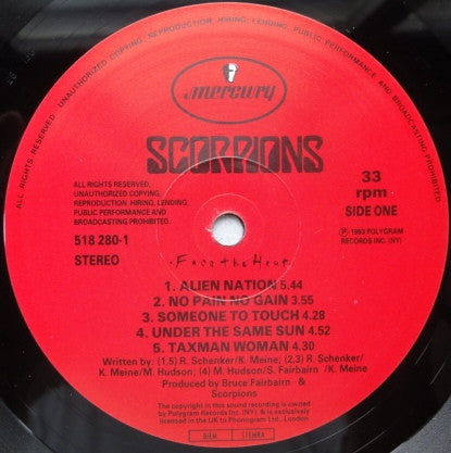 Scorpions – Face The Heat - VINYL LP, ORIGINAL 1993 ISSUE