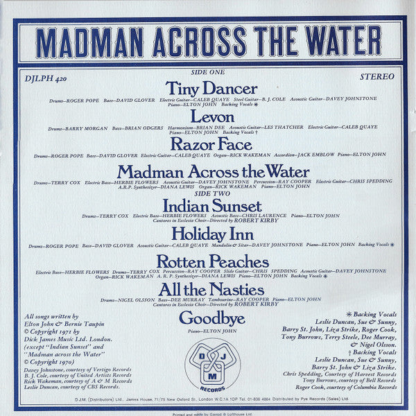 Elton John – Madman Across The Water - ORIGINAL VINYL LP