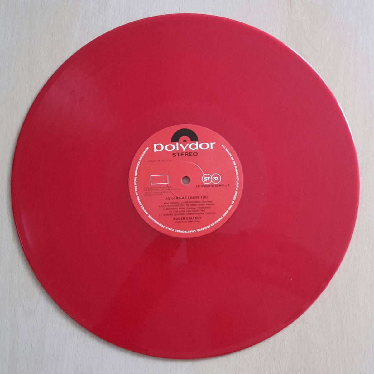 Roger Daltrey - As Long As I Have You - RED COLOURED VINYL LP - LIMITED EDITION - NEW