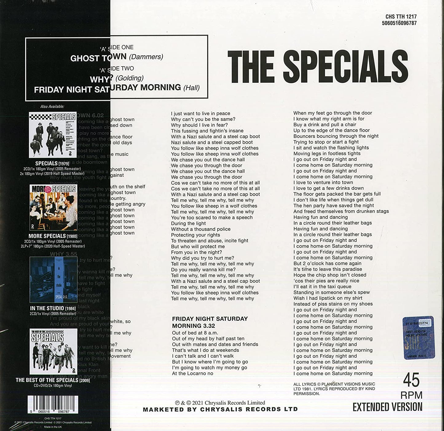 The Specials Ghost Town - 180 GRAM 12" VINYL - 40th ANNIVERSARY EDITION - NEW