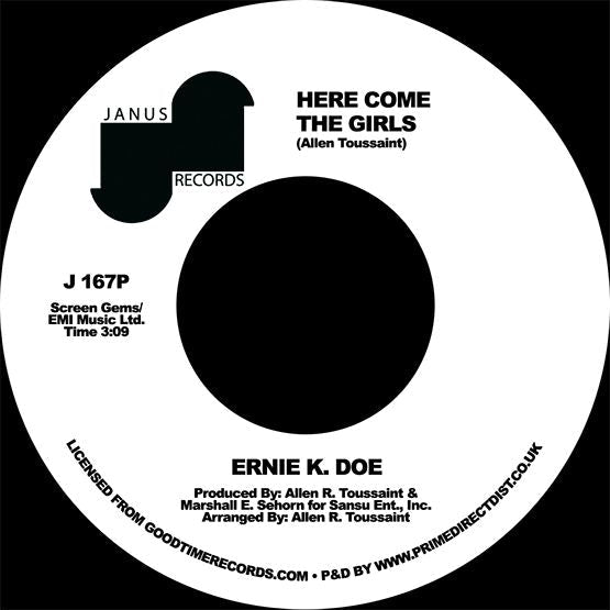 Ernie K. Doe - Here Come The Girls / Back Street Lover Vinyl 7" RSD 2021