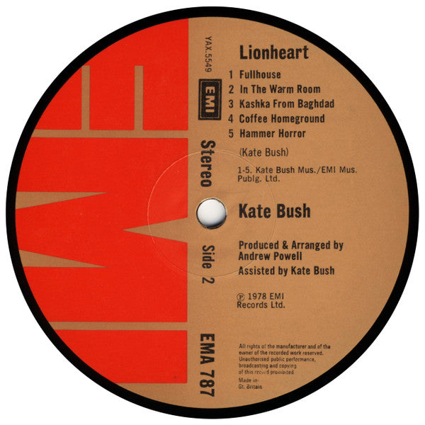 Kate Bush – Lionheart - VINYL LP Original Issue in Embossed Gatefold Cover