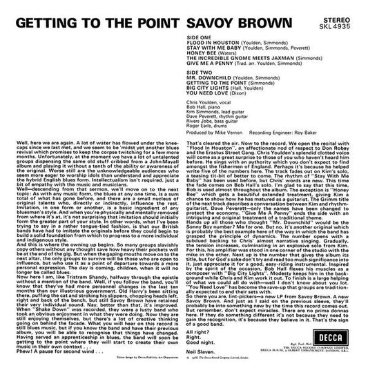 Savoy Brown – Getting To The Point - VINYL LP - ORIGINAL STEREO - UNBOXED DECCA
